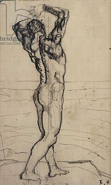 Постер Male Nude, Study for The Truth; Mannlicher Akt, Studie zur Wahrheit, c.1902 с типом исполнения На холсте без рамы