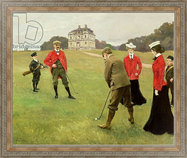 Постер Golf Players at Copenhagen Golf Club с типом исполнения На холсте в раме в багетной раме 484.M48.310