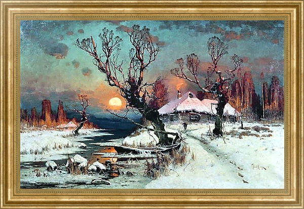 Постер Закат солнца зимой. 1891 с типом исполнения На холсте в раме в багетной раме NA033.1.051