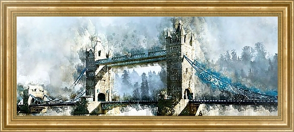 Постер Акварельный Тауэрский мост  с типом исполнения На холсте в раме в багетной раме NA033.1.051