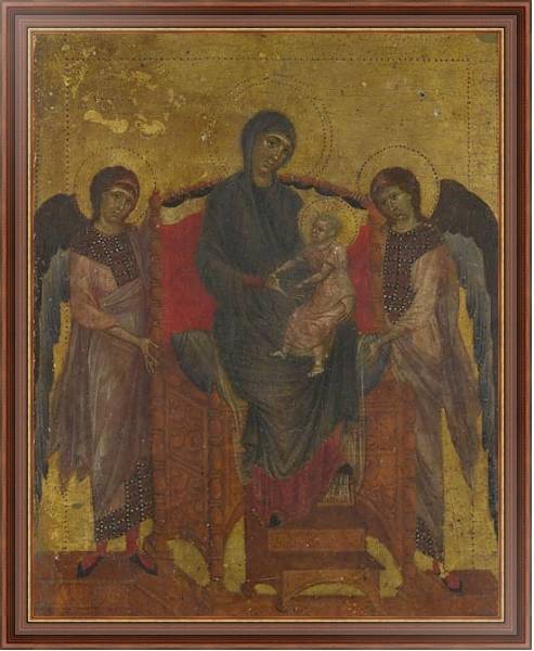Постер Дева Мария с ребенком, окруженная двумя ангелами с типом исполнения На холсте в раме в багетной раме 35-M719P-83