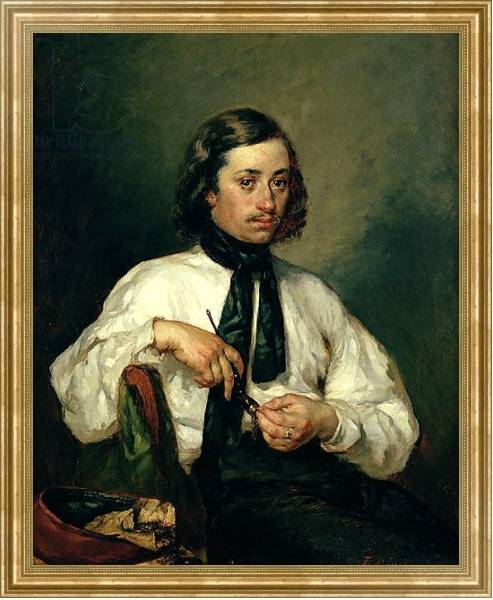 Постер Portrait of Armand Ono, known as The Man with the Pipe, 1843 с типом исполнения На холсте в раме в багетной раме NA033.1.051