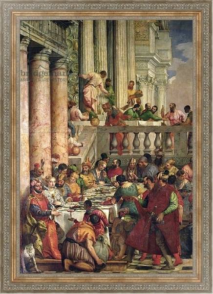 Постер The Marriage Feast at Cana, detail of the left hand side, c.1562 с типом исполнения На холсте в раме в багетной раме 484.M48.310