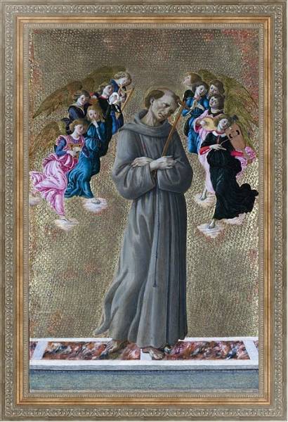 Постер Святой Франсис из Ассизи с Ангелами с типом исполнения На холсте в раме в багетной раме 484.M48.310