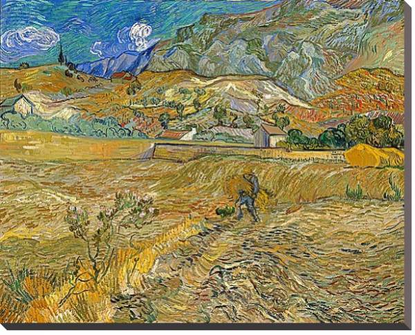 Постер Огороженное пшеничное поле с крестьянином с типом исполнения На холсте без рамы