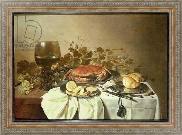 Постер Breakfast still life with roemer and a crab с типом исполнения На холсте в раме в багетной раме 484.M48.310