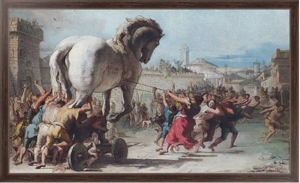 Постер Проведение Троянского коня в Трою с типом исполнения На холсте в раме в багетной раме 221-02