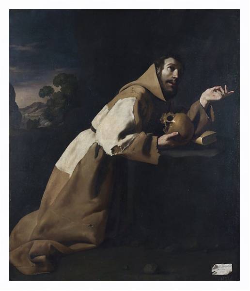 Постер Святой Франсис медитирует с типом исполнения На холсте в раме в багетной раме 221-03