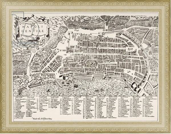 Постер Map of Naples, c.1600 с типом исполнения Акварель в раме в багетной раме 484.M48.725