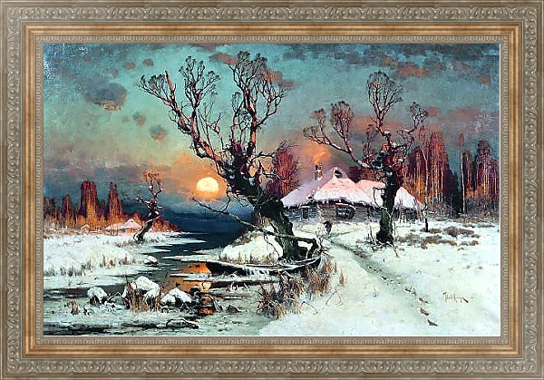 Постер Закат солнца зимой. 1891 с типом исполнения На холсте в раме в багетной раме 484.M48.310
