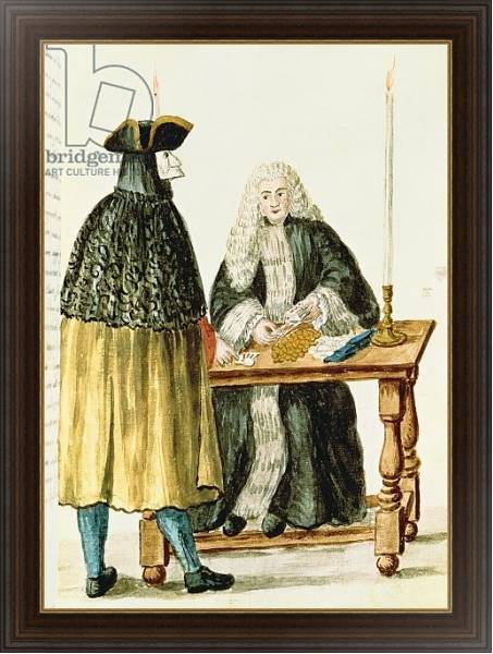 Постер A Magistrate Playing Cards with a Masked Man с типом исполнения На холсте в раме в багетной раме 1.023.151