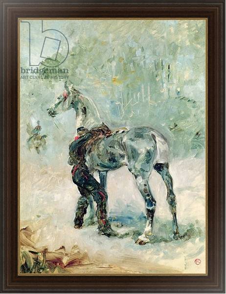 Постер Artilleryman Saddling his Horse, 1879 с типом исполнения На холсте в раме в багетной раме 1.023.151