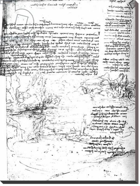 Постер Fol.145v-a, page from Da Vinci's notebook с типом исполнения На холсте без рамы
