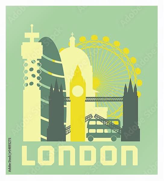 Постер Символы Лондона #2 с типом исполнения На холсте в раме в багетной раме 221-03