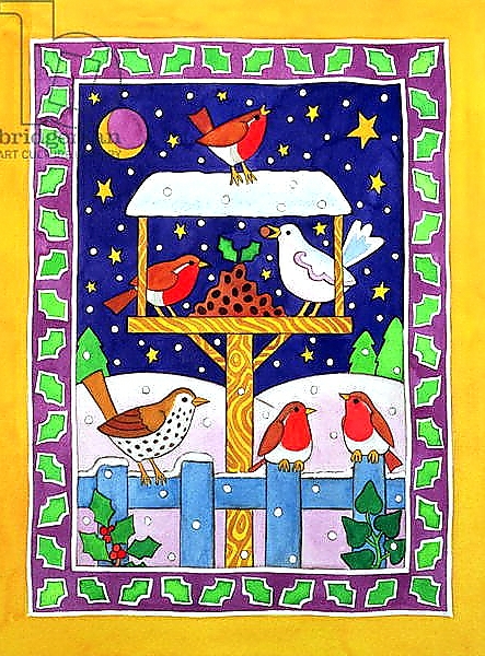 Постер Christmas Feast for the Birds с типом исполнения На холсте без рамы