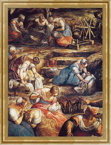 Постер The Miraculous Fall of Manna, detail of women working с типом исполнения На холсте в раме в багетной раме NA033.1.051