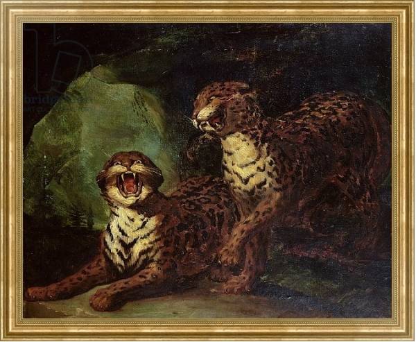 Постер Two Leopards, c. 1820 с типом исполнения На холсте в раме в багетной раме NA033.1.051