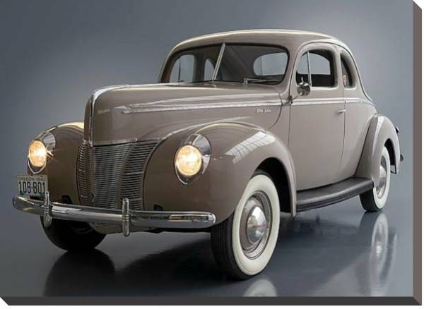 Постер Ford Model 01A Deluxe 5-Window Coupe '1940 с типом исполнения На холсте без рамы