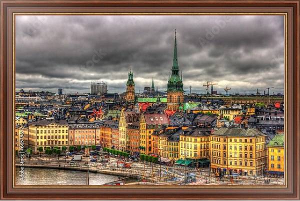 Постер Швеция, Стокгольм. Вид на город с типом исполнения На холсте в раме в багетной раме 35-M719P-83