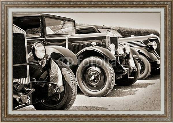 Постер Коллекция автомобилей начала 20 века с типом исполнения На холсте в раме в багетной раме 595.M52.330