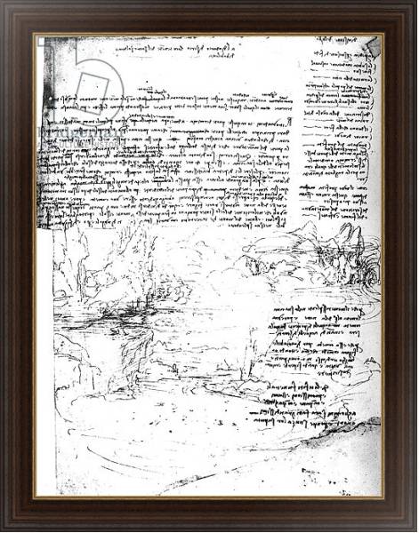 Постер Fol.145v-a, page from Da Vinci's notebook с типом исполнения На холсте в раме в багетной раме 1.023.151