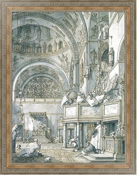 Постер The Choir Singing in St. Mark's Basilica, Venice, 1766 с типом исполнения На холсте в раме в багетной раме 484.M48.310