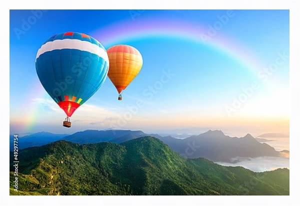 Постер Воздушные шары. Полет над горами с типом исполнения На холсте в раме в багетной раме 221-03