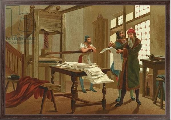 Постер Gutenberg prints the first page of the Bible с типом исполнения На холсте в раме в багетной раме 221-02