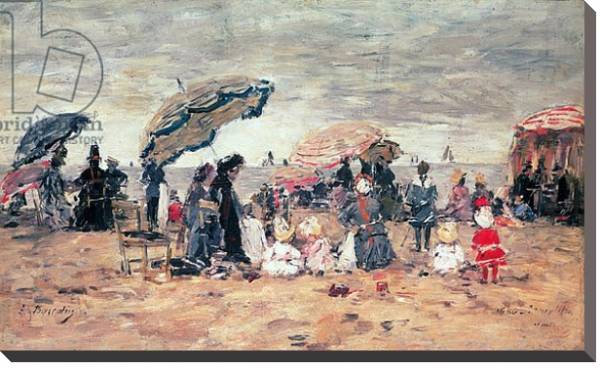 Постер Parasols on the Beach, Trouville, 1886 с типом исполнения На холсте без рамы
