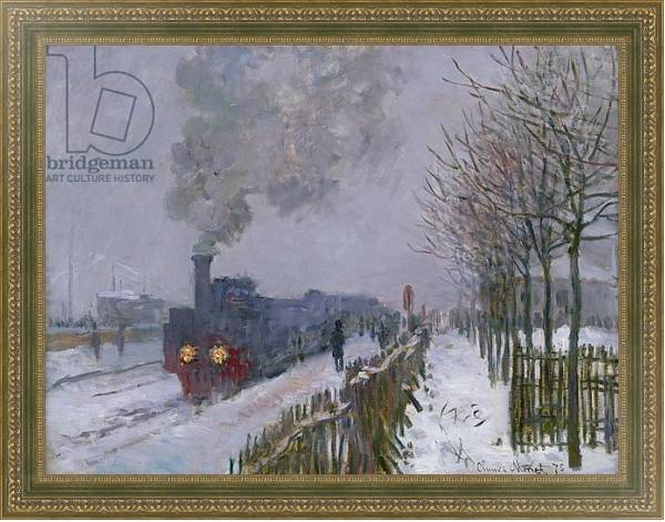 Постер Train in the Snow or The Locomotive, 1875 с типом исполнения На холсте в раме в багетной раме 484.M48.640