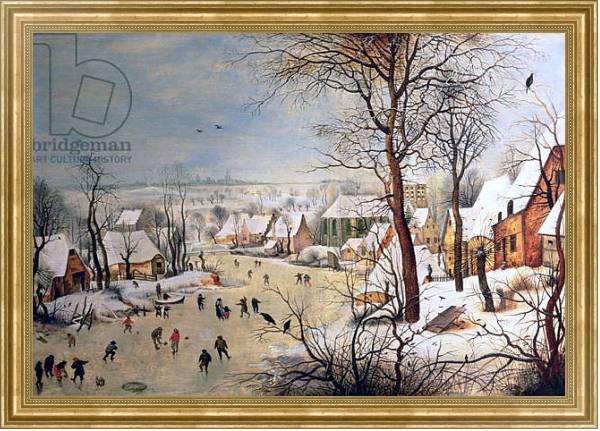 Постер Winter Landscape with Birdtrap, 1601 с типом исполнения На холсте в раме в багетной раме NA033.1.051