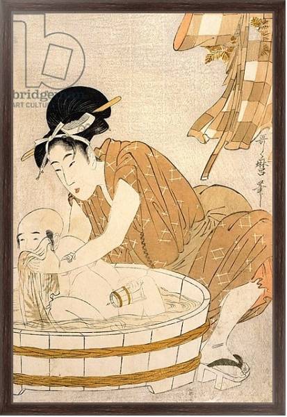 Постер The Bath, Edo period с типом исполнения На холсте в раме в багетной раме 221-02