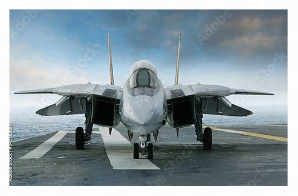 Постер Реактивный истребитель F-14 на авианосце с типом исполнения На холсте в раме в багетной раме 221-03