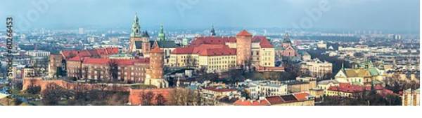 Постер Польша, Краков. Панорама Королевского замка с типом исполнения На холсте без рамы