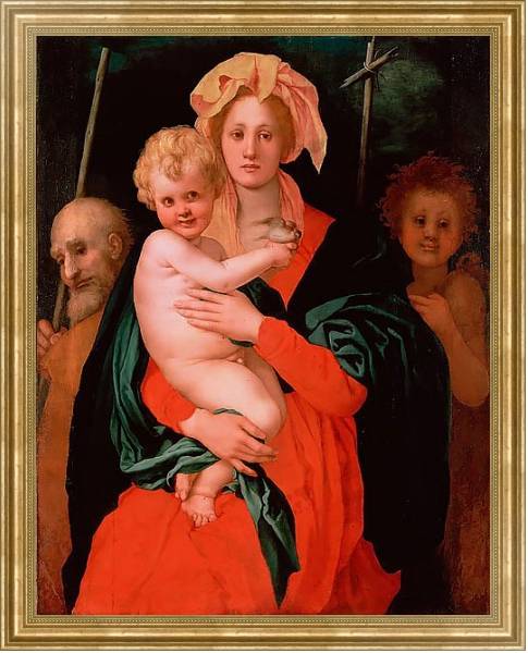 Постер Мадонна с Младенцем, св. Иосифом и Иоанном Крестителем с типом исполнения На холсте в раме в багетной раме NA033.1.051