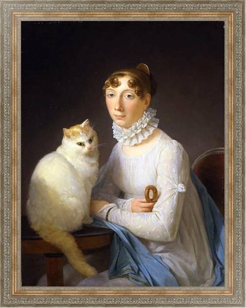 Постер Дама с кошкой с типом исполнения На холсте в раме в багетной раме 484.M48.310