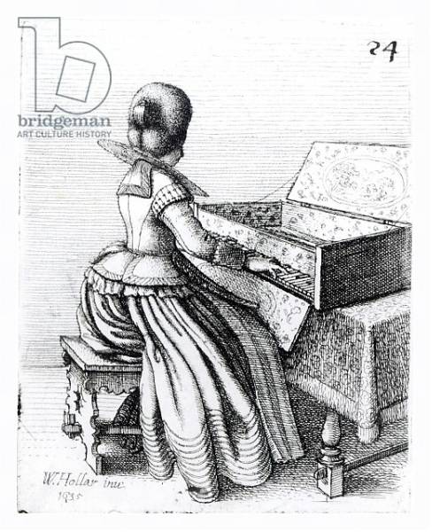 Постер Woman Playing at a Keyboard, 1635 с типом исполнения На холсте в раме в багетной раме 221-03