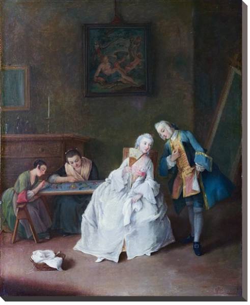 Постер A Lady receiving a Cavalier с типом исполнения На холсте без рамы