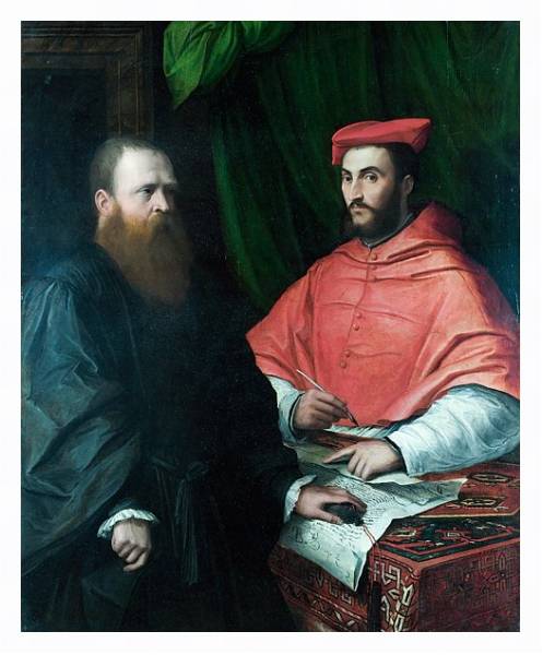 Постер Cardinal Ippolito de' Medici and Monsignor Mario Bracci с типом исполнения На холсте в раме в багетной раме 221-03