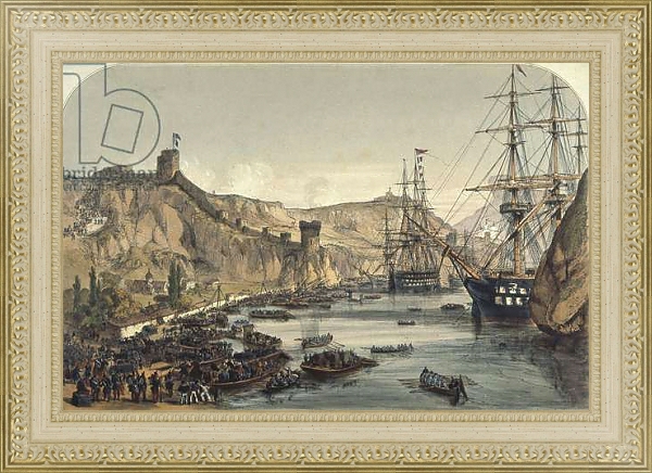 Постер Harbour of Balaklava looking toward the Black Sea, 1859 с типом исполнения Акварель в раме в багетной раме 484.M48.725