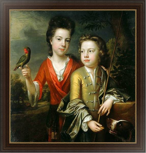 Постер Двое детей с типом исполнения На холсте в раме в багетной раме 1.023.151