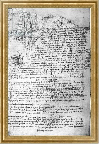 Постер Fol.145v-b, page from Da Vinci's notebook с типом исполнения На холсте в раме в багетной раме NA033.1.051
