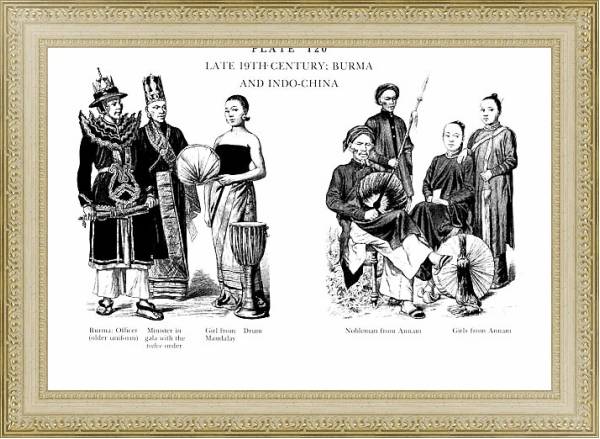 Постер Fin du XIXè Siècle, Birmanie et Indochine, Late 19Th Century, Burma and Indo-China 2 с типом исполнения Акварель в раме в багетной раме 484.M48.725