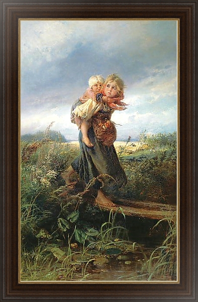 Постер Дети, бегущие от грозы. 1872 с типом исполнения На холсте в раме в багетной раме 1.023.151