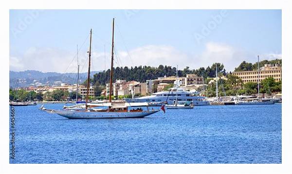 Постер Яхта в море у берегов Греции с типом исполнения На холсте в раме в багетной раме 221-03