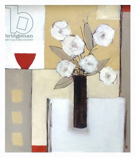 Постер Red Bowl, White Flowers с типом исполнения На холсте в раме в багетной раме 221-03