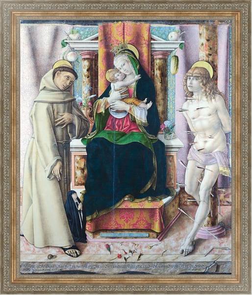 Постер Дева Мария и младенец со святыми Франсисом и Себастьяном с типом исполнения На холсте в раме в багетной раме 484.M48.310