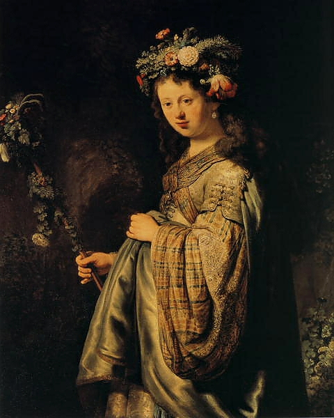 Постер Флора (портрет Саскии в виде Флоры) с типом исполнения На холсте без рамы
