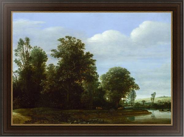 Постер Пейзаж с рекой у леса с типом исполнения На холсте в раме в багетной раме 1.023.151
