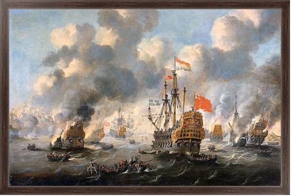 Постер The Dutch burn down the English fleet before Chatham с типом исполнения На холсте в раме в багетной раме 221-02